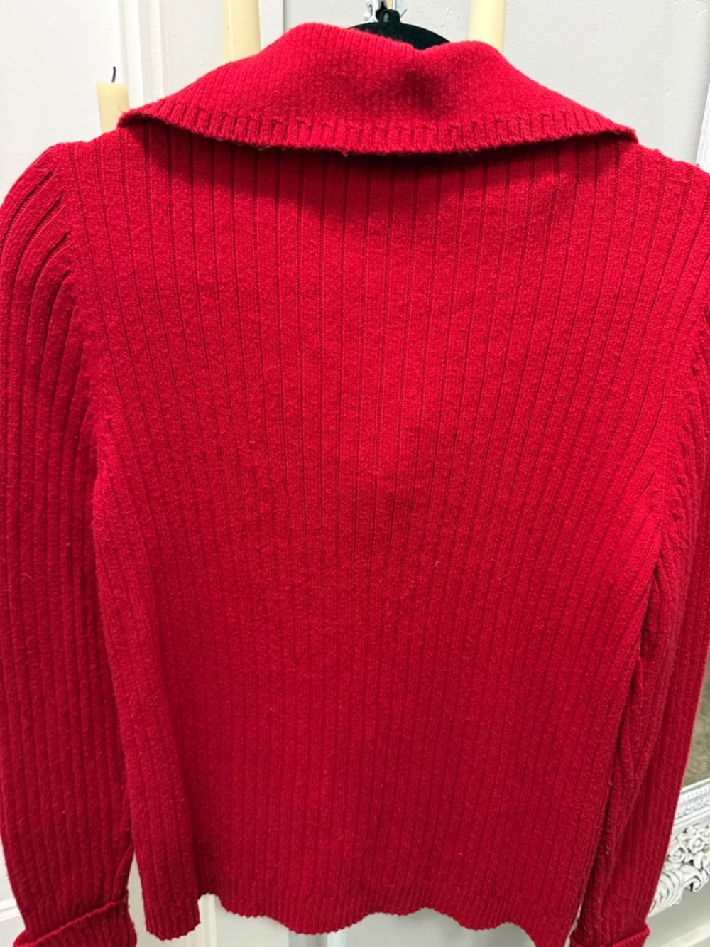Talbots Red Ribbed Half-Zip Turtleneck Sweater - Picture 4 of 4
